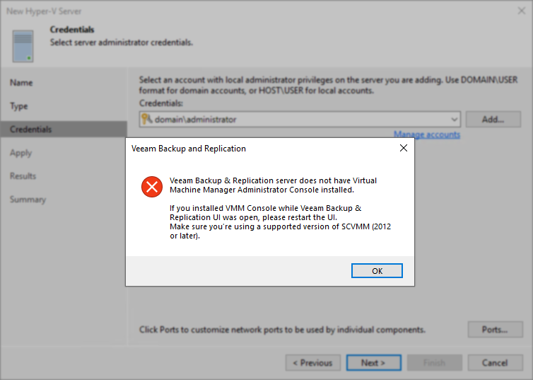 Add HV Host Error
