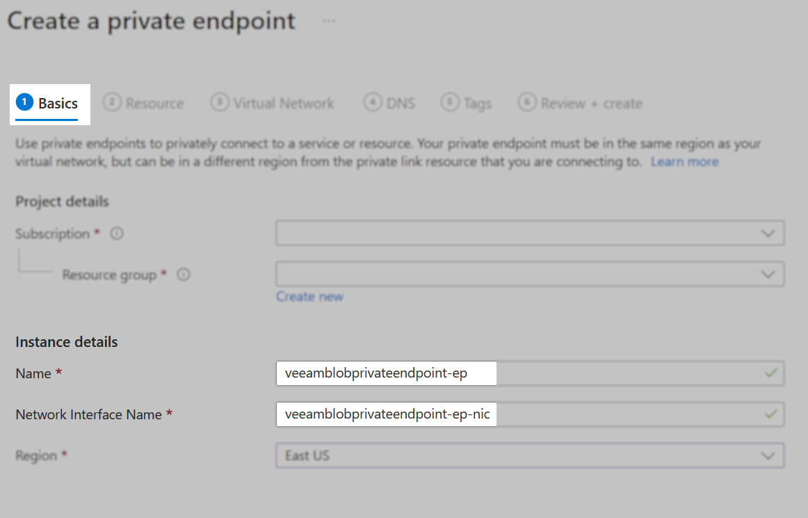 Create Private Endpoint 1