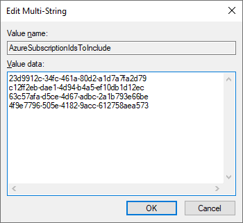 AzureSubscriptionIdsToInclude