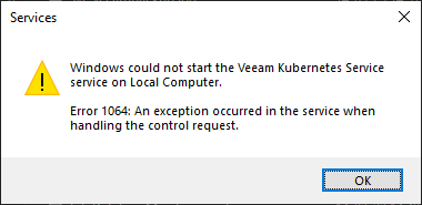 Error on service manual start