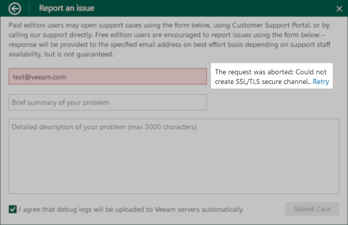 Kb4459: Veeam Agent For Microsoft Windows Built-In Case Creation Fails With  