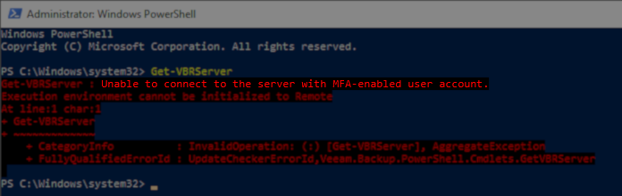 MFA Error Example