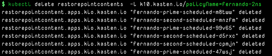 delete restorepointcontents