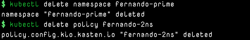 delete namespace and policy