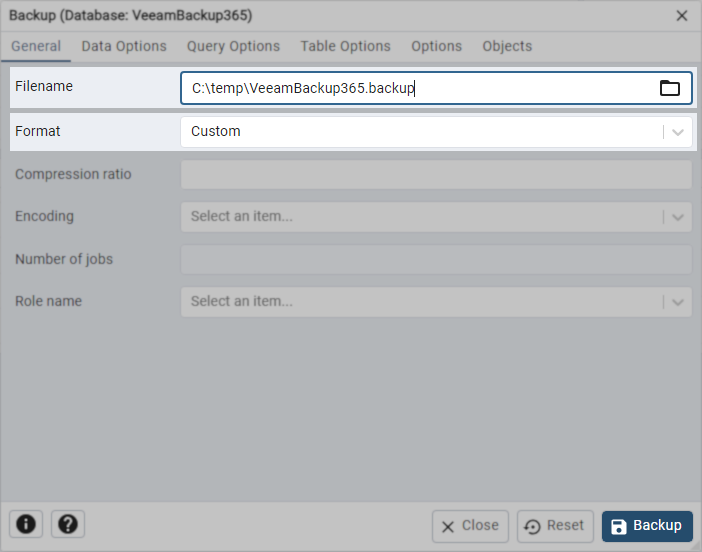 Backup Database Form