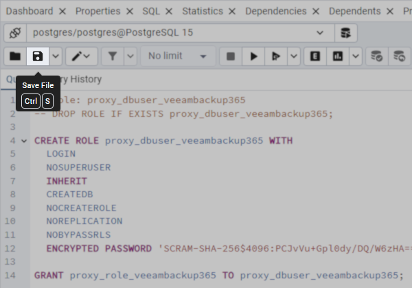 Save SQL Role