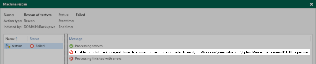 failed to verify error
