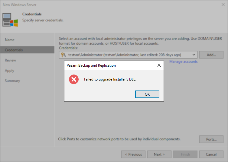 failed to upgrade