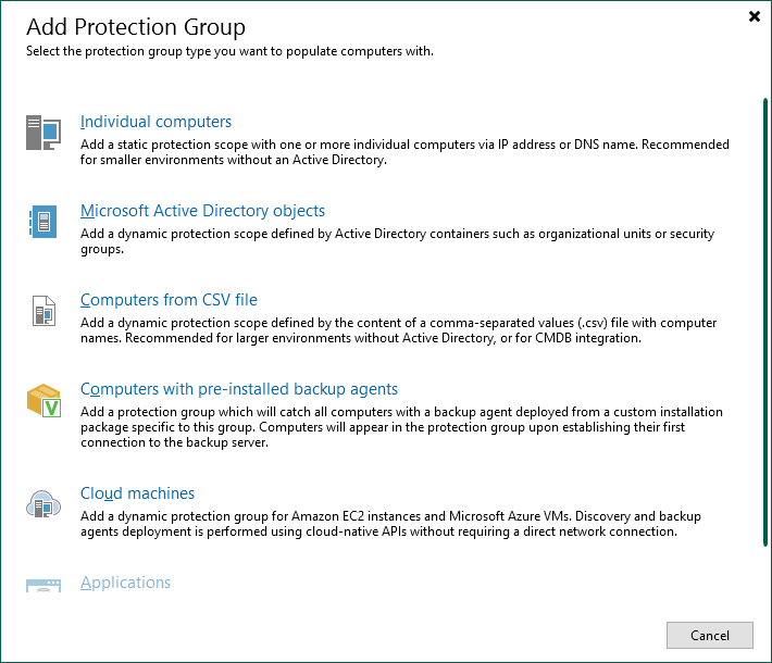 Protection Group Types