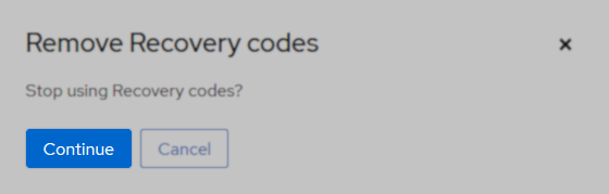 Continue to remove recovery codes