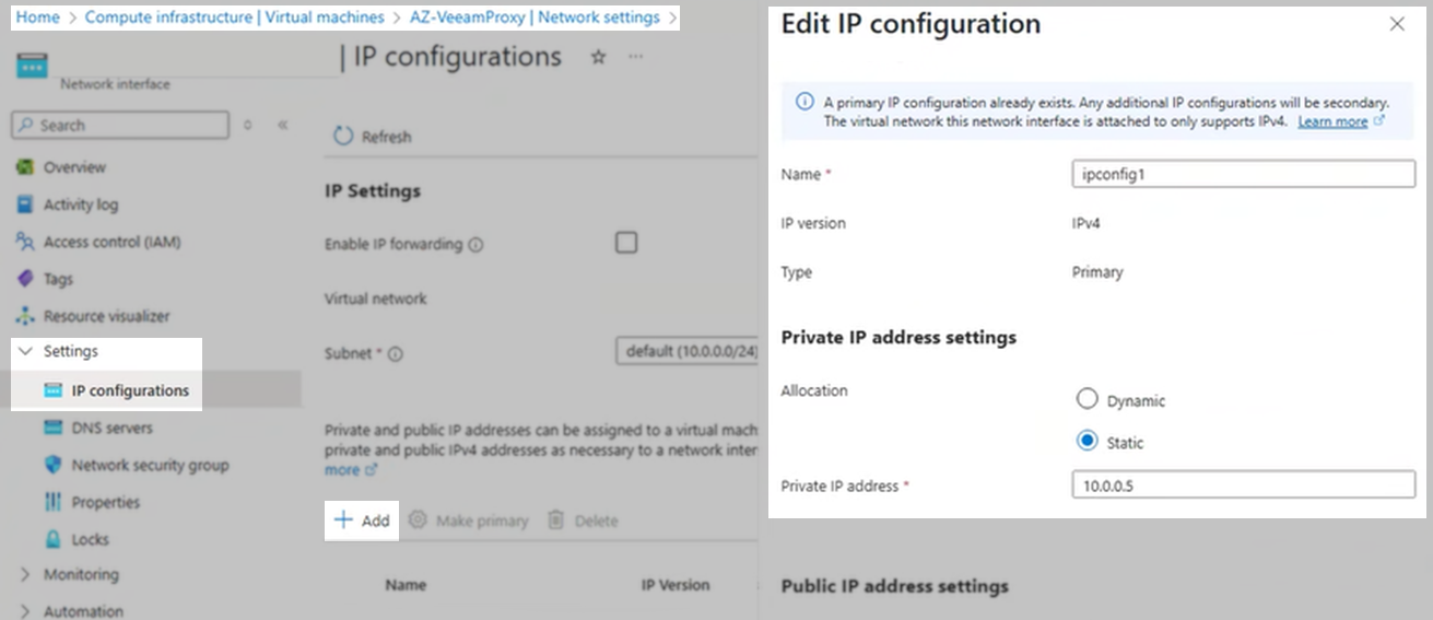 Configure Static Private IP