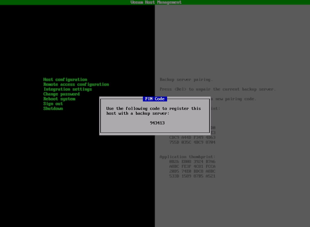 TUI showing new pairing code after pressing F1