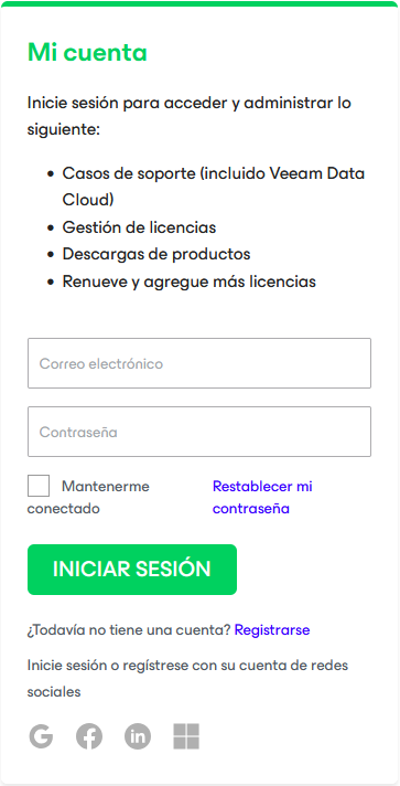 Inicie sesión para acceder a su cuenta