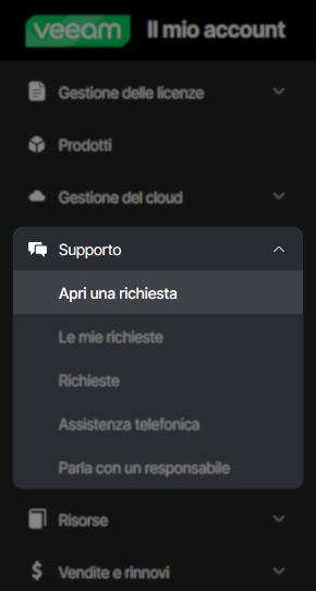  Apri una richiesta 