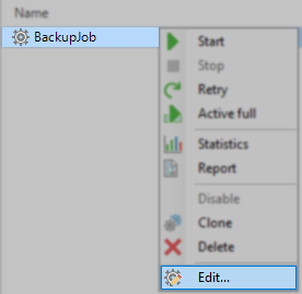 Edit job option in context menu