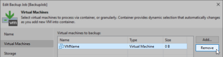 On Virtual Machines tab vm selected, click remove