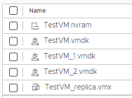 Screenshot of datastore folder with only the VMX, VMDK, and NVRAM files