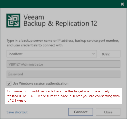 Screenshot of console error