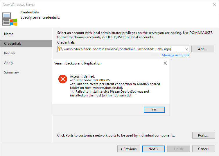 add server error